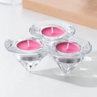 China Triple Glass Tealight Candle Holders Triangular Cone Shaped Trio Candle Holder factory