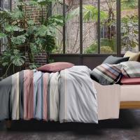 China 40s Ring Spun 3pc Organic Soft Cotton Duvet Cover Stripe Tailored Quilt Cover factory