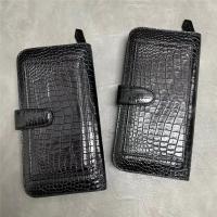China Authentic Exotic Crocodile Belly Skin Men's Large Card Wallet Genuine Alligator Leather Clutch Purse Male Phone Holders factory