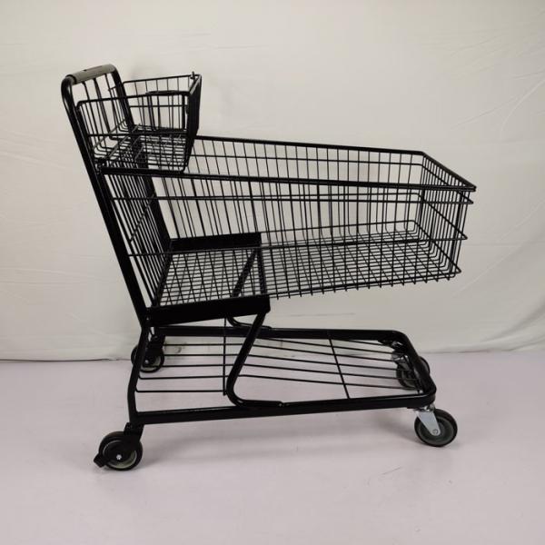 Quality Customized 100L Large Basket Supermarket Shopping Trolley With Handle Small for sale