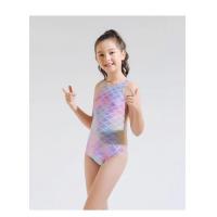 China Triangle Conjoined Girls Swim Suits Mermaid Scales Printed Children Swim Clothes factory