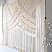 China Custom Luxury Wedding Backdrop Double Drape White Cloth Curtains Cross Valance  Wedding Backdrop factory