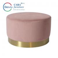 China BB2015 Simple Design Modern Home Bedroom Bed Bench Pink Gold Round Fabric Stool Round Ottoman factory
