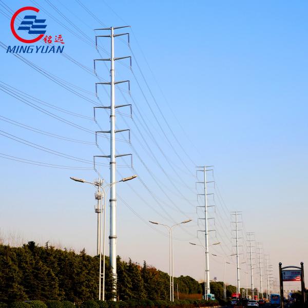 Quality 110kv Dodecagon Metal Telegraph Pole Galvanized Transmission Line for sale