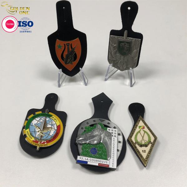 Quality International Custom Shaped Lapel Pins , Soft Enamel Metal Zinc Alloy Badge With Leather for sale