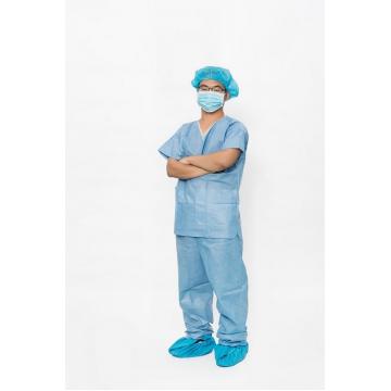 Quality 35-50GSM Surgical Scrub Suits With Short Cuff , Disposable Hospital Scrubs for sale