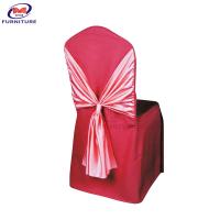 China Hotel Outdoor Smooth Chair Covers And Sashes Polyester / Cotton Red With Bow factory