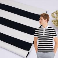 Quality Smooth Striped Textured Fabric , Modal Hot Shell Black And White Stripe Fabric for sale