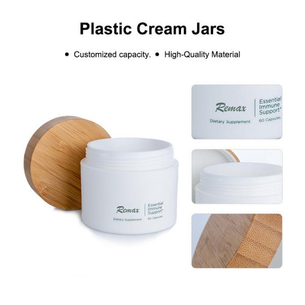 Quality 50ml White Opaque Plastic Cosmetic Cream Jars With Silver Lids for sale