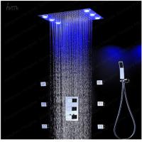 China LED Lighting Bathroom Shower Heads And Faucets With Thermostatic Mixer Massage Jets factory