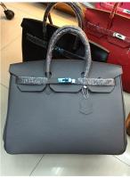 China high quality 40cm dark grey litchi cowskin leather handbags women big leather tote bag L-RB5-2 factory
