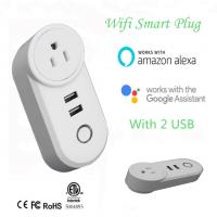 china Wifi Smart Plug, With 2 USB Charger(5V, 2.1A), Work with Amazon Alexa & Google Home, Remote Control by Smart Phone with