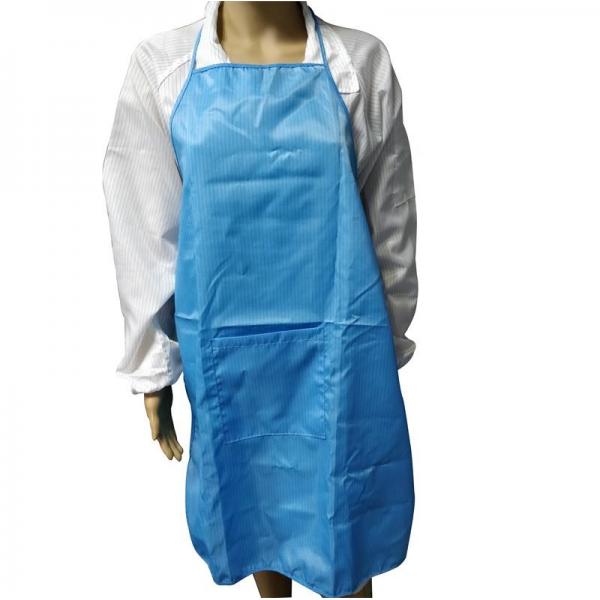 Quality White Blue ESD Apron Antistatic One Size Fits All One Pocket 98% Polyester 2% for sale