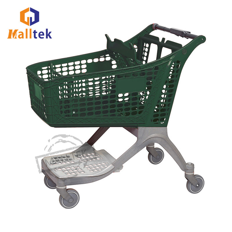 China 175L Pure Plastic Supermarket Shopping Trolley For Customised Colours for sale