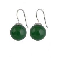 China 925 Sterling Silver Green Onyx Bead Dangle Earrings(011634GREEN) factory