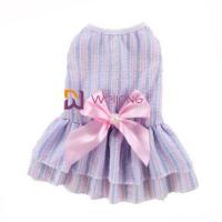 China Customizable Color Poly cute dog dresses Satin Bow Cotton Seersucker factory