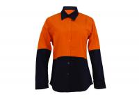 China Spring / Summer Womens Workwear Shirts , Ladies Cotton Work Shirts Long Sleeve factory