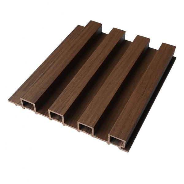 Quality Crack Resistance Grille Cladding Wpc Fluted Wall Panels Wood Grain 177*21.5mm for sale