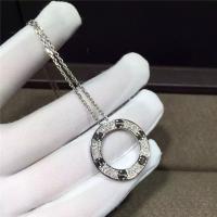 China 18K White Gold  Love Necklace , Real Diamond Paved 18k White Gold Necklace factory