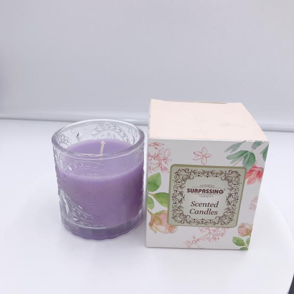 Quality SGS Organic Purple Essential Oil Aroma Home Candle With Gift Box 120g for sale