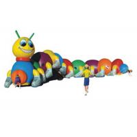 China Outdoor Kids Parties Inflatable Caterpillar Tunnel with pillars and small slide inside factory