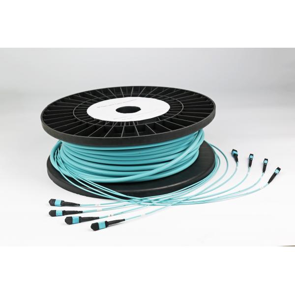 Quality 48 Core 10G OM3 MTP/MPO Trunk Cable Assembly Customized With Aqua LSZH Jacket for sale