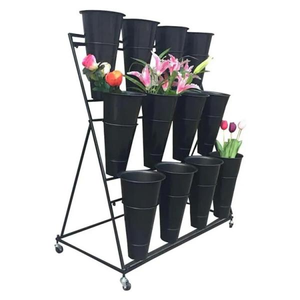 Quality Factory Customized Color Size Florist Shelf Flower Bucket Display Stand Flower Display Rack for sale