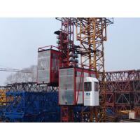 china Red Construction Material Hoists Twin Cage , Electric Ladder Lift