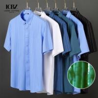 China Summer Micro-elastic Wrinkle-Resistant Men's Shirt with Ice Silk Bamboo Fiber Fabric factory