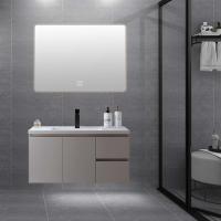 China Partition Storage Small Floating Bathroom Vanity With Ceramic Basin factory