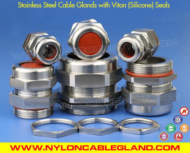 NPT Type IP68 Waterproof Metallic Stainless Steel Cable Glands with  (Silicone) Seals