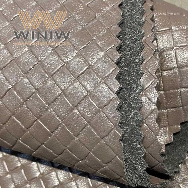 Quality Faux Shoes Synthetic Leather Woven Pattern Microfiber Breathable Leather Fabric for sale