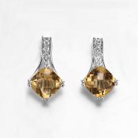 China Yellow 925 Sterling Silver Gemstone Earrings 2.6g Silver Citrine Drop Earrings factory