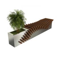 China EN840 Certificate 140cm Stainless Steel Wooden Planter Bench Seat factory