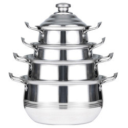 Quality Multifunction Stackable Flat Bottom Kitchen Cooking Pot Set Stainless Steel for sale