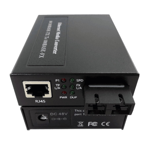 Quality Single Fiber Optic Media Converter , Ethernet Fiber Media Converter 48VDC Power for sale
