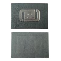China apparel genuine leather label stamped tags black leather patch logo factory factory