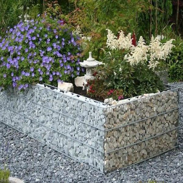 Quality Heavy Zinc Coated Retaining Wall Stone Cages Woven Gabion Planter Silver Color for sale