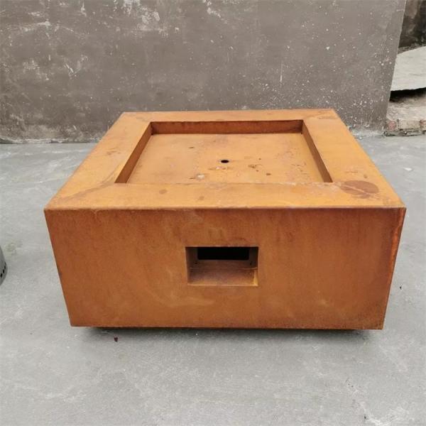 Quality 800mm Garden Heater Rustic Corten Steel Natural Gas Square Fire Table for sale