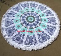 China customer design round beach towel , dia 150cm , with tassel ,Sandless Cotton Circle Beach Towel factory