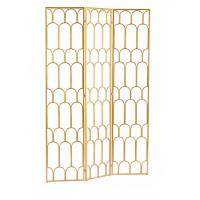 Quality Foldable 3 Panel Room Divider Screen Decorative Metalwork Rose Gold for sale