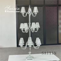 China 3 layer glass candelabra centerpieces 15 Arms Candle holders for wedding centerpieces factory