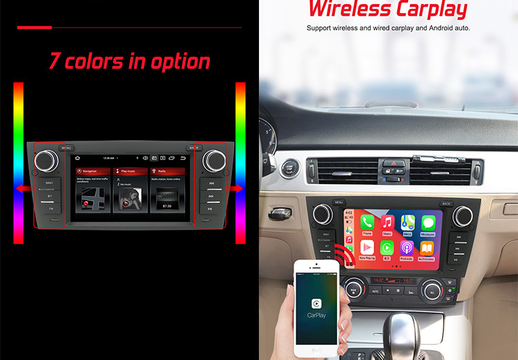 Customized 7 Inch Android Car Stereo With RGB Button Light Wireless Carplay