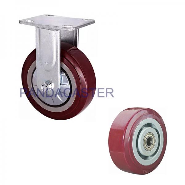 Quality Polyurethane Tread Casters , Fixed Top Plate Heavy Duty 6 Inch Casters for sale