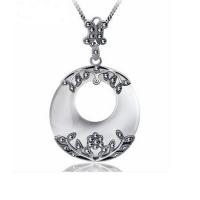 China Thai Silver Moon Stone Pendant Necklace Marcasite Vintage Jewelry(N11061WHITE) factory