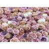 China 3D Faux Greenery Outdoor Privacy Panels Artificial Leaf Wall Covering Purple White Color Rose Flower Backdrop factory