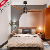 China Solid Wood Ergonomic Remote LED Ceiling Fan With Dimmable DC Motor factory
