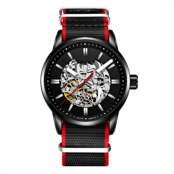 Quality 30m Life Waterproof Skeleton Mechanical Watch Stereo Dial Nylon Wrist Watch for sale