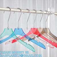 China Boutique Plastic Hanger OEM Brand Fashion Adult Coat Garment Display Plastic Gold Hangers factory