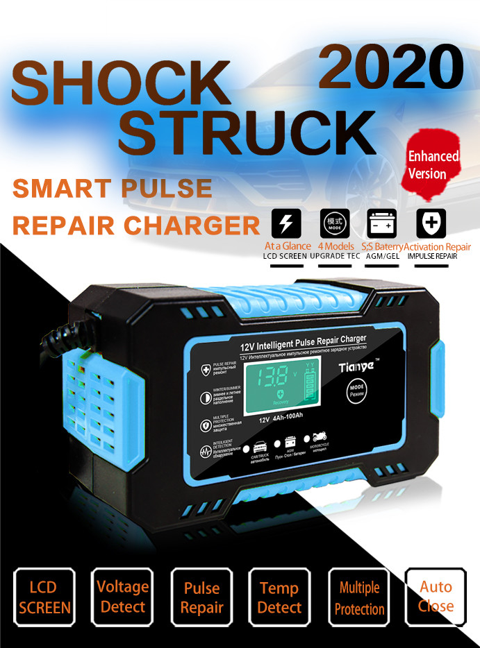 Quality 12V 24V AGM GEL Battery Intelligent Pulse Repair Charger Portable for sale